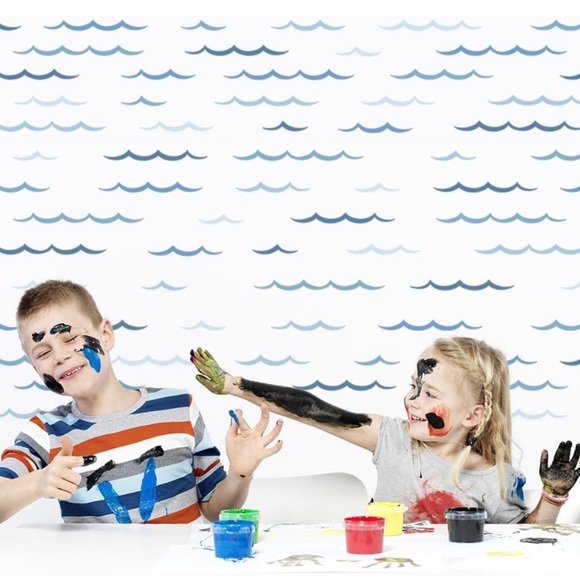 Blue Ocean Waves Wall Decals Stickers Vinyl DIY Decor Art for Kids Bedroom - Picture 4 of 7